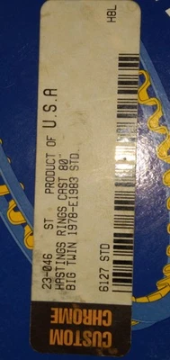 Anillos de pistón Harley Davidson 1340 80CI Hastings 6127 STD 3.498" diámetro estándar Foto 1 de 3