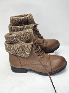 Jessica Cline Botas Zapatos Marrón Para Mujer Talla 6.5 Tela Forrada Con Cordones Lados a Presión - Imagen 1 de 8