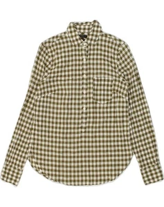 J. CREW Womens Classic Pullover Shirt UK 2 2XS Khaki Gingham Cotton AL17 - Picture 1 of 3