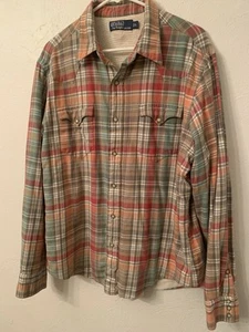 Polo Ralph Lauren Large Thermal Lined Pearl Snap Long Sleeve Button Up Shirt - Picture 1 of 21