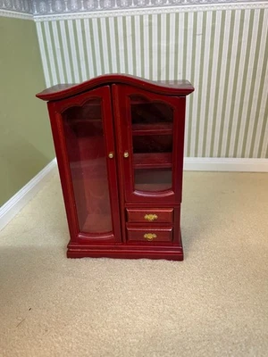 1:12th Scale Dolls House furniture, *NEW* Mahogany Display Cabinet  SHF683 - Image 1 of 3