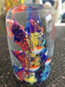 Vintage Murano ? Glas 5" Tropische Fische Aquarium Schwer Briefbeschwerer 2 Pfund  - Bild 1 von 4