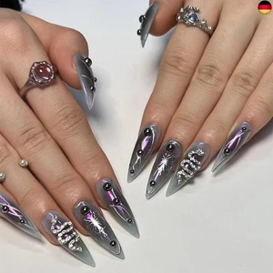 GlamRays 24 Stück Press on Nails Long Stiletto Fake Nails, Glanz, Kleben Nägel, - Bild 1 von 7