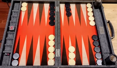 Artgammon 21 Inch Tournament Grade Backgammon Set With Melamine Checkers, NICE! - Image 1 of 4