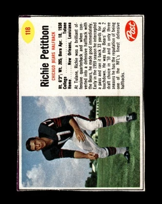 1962 Post Cereal Set-Break #118 Richie Petitbon VG-VGEX (crease) *GMCARDS* - Image 1 of 2