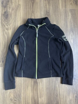 Harley Davidson Mujer Negro Verde Vellón Talla Mediana Cremallera Abajo Foto 1 de 4