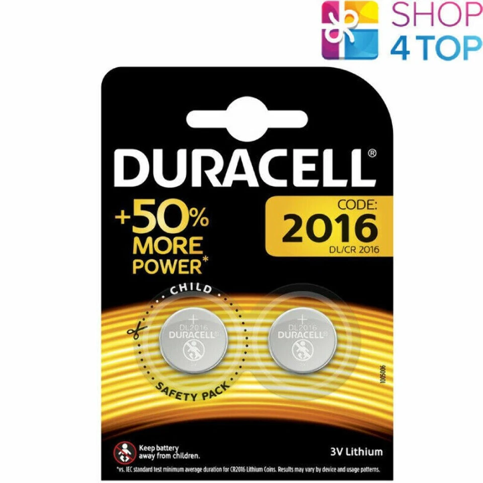 2 Duracell Cr2016 Lithium Batteries 3V Button Cells Dl2016 Ecr2016 New - Image 1 of 1