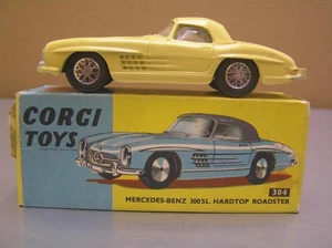 Corgi Toys 304 Mercedes Benz 300SL Hardtop Roadster rare all yellow MIB - Bild 1 von 11