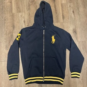Polo Ralph Lauren Para Hombre Azul Marino Amarillo Big Pony Cremallera Completa Sudadera con Capucha Talla XL Personalizada - Imagen 1 de 10