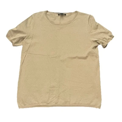 Suéter para mujer Ann Taylor manga corta cuello redondo talla grande tostado tejido elástico Foto 1 de 4