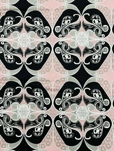 6 Yards x 44" Wide Free Spirit Cotton Fabric Calypso Swing MC10 Jazz Pink Black - Picture 1 of 2