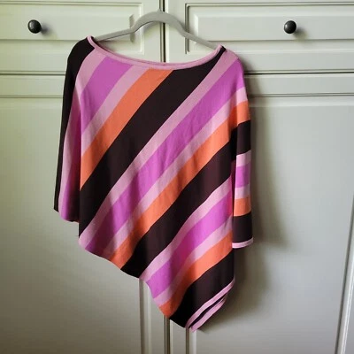 Poncho I.N.C International Concepts Rosa Naranja Rayas Capa Mezcla Seda Tejido OS Foto 1 de 4