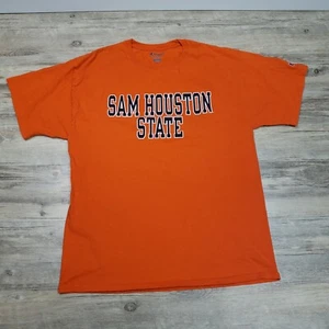 Sam Houston State Bearkats Shirt Champion Mens L Orange Blue Letters Short S - Picture 1 of 7
