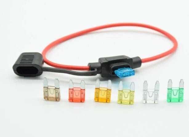 PORTE MINI FUSIBLE LAME 12V CABLE VOITURE CAMION DIVERS + 1 FUSIBLE 30A - Immagine 1 di 1