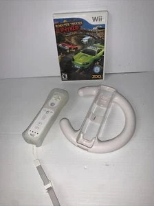Nintendo Wii Wheel Remote Controller & Game Monster Trucks Mayhem - Picture 1 of 4