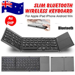 Folding Wireless Bluetooth Keyboard Touchpad Ultra slim for Tablet Phone Laptop - Picture 1 of 12