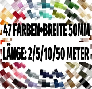 Gurtband 50mm (5cm) 2/5/10/50m Taschenband Hundehalsband Tachengurt 47 Farben - Afbeelding 1 van 136