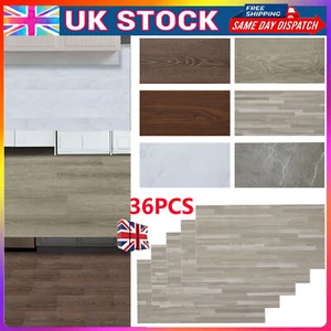 36Pcs Self-Adhesive PVC Vinyl Floor Tiles Planks Wood Peel & Stick Flooring Tile - Picture 1 of 73