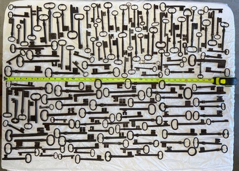 Antique 1700 to 1800's Rare Large Collection of French Hand Wrought 159 Keys Cover