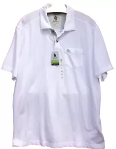 G H BASS Golf Shirt XL White Short Sleeves 5 1/2" Placket 2 Buttons NEW Tags - Picture 1 of 5