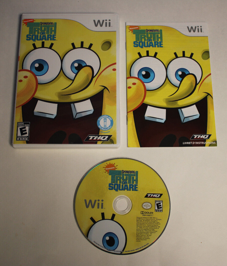 SPONGEBOB'S TRUTH OR SQUARE NINTENDO Wii VIDEO GAME COMPLETE TESTED WORKING THQ