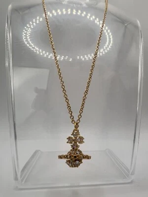 Vivienne Westwood 3D Orb Pendant Necklace – Gold Tone Clear Crystal - Image 1 of 4