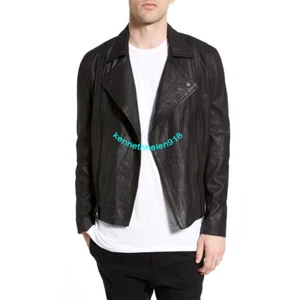 TRUE RELIGION RUSSELL WESTBROOK DOUBLE ZIP MOTO LEATHER JACKET BLACK MENS SIZE M - Picture 1 of 12