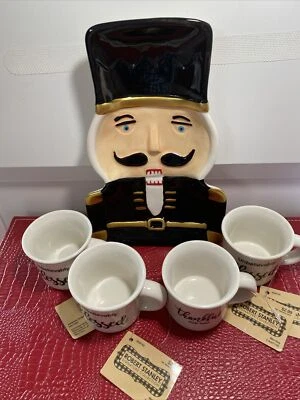 Robert Stanley Set Of 4 Espresso Mugs & Nutcracker Spoon Rest/ Change Catcher - Image 1 of 4