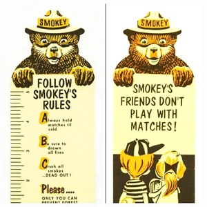 Vintage Smokey The Bear Ruler Bookmark Fire Prevention ABC's 1970 2-Sided NOS - Imagen 1 de 4