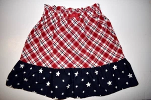 GYMBOREE OUTLET RED WHITE & BLUE 4TH OF JULY PLAID STARS SKIRT SIZE 7 - Picture 1 of 2
