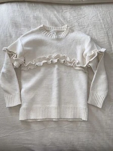 Zara Girls Ivory White Ruffle knit Sweater size 9 - Picture 1 of 5