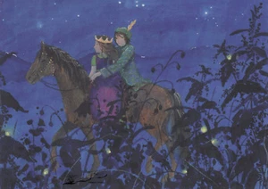 Kunstkarte: Daniela Drescher - Die kleine Prinzessin und der Prinz auf dem Pferd - Picture 1 of 1