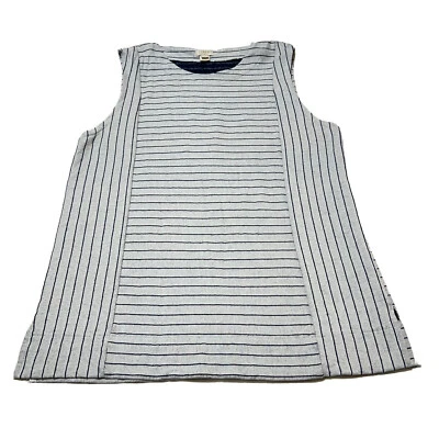 Camisa pulóver para mujer J Crew Factory azul a rayas de algodón sin mangas M Foto 1 de 4