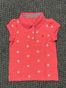 Tommy Hilfiger Girls Palm Tree Polo Shirt Orange Size 4T New With Tag - Picture 1 of 5