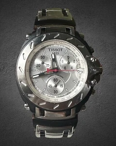 Tissot T-Race T011417A silbernes Zifferblatt Tachymeter Chronograph Quarz Edelstahl Uhr - Bild 1 von 13