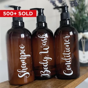 Juego de 3 CHAMPÚ, ACONDICIONADOR Y GEL DE BAÑO - Pegatinas calcomanía botella Hinch (Tipo 3) - Imagen 1 de 7