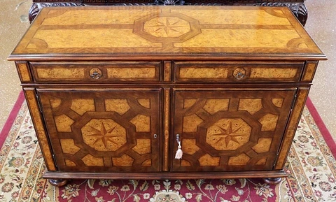 Best Italian Burled Mixed Wood Buffet Cabinet Chest Server By Theodore Alexander Cover