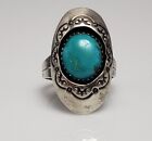 Navajo Signed Raymond Armstrong Turquoise Shadow Box Ring Size 6.25