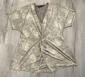 Top donna DP Dorothy Perkins oro nodo davanti elegante leggero taglia UK 18 - Foto 1 di 4