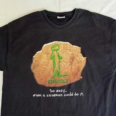 Geico Shirt Black XL So Easy A Caveman Can Do It 2000’s Gecko Insurance 2546 - Image 1 of 4