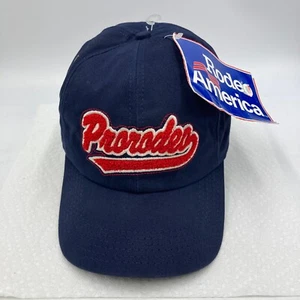 NWT New NOS Vintage Pro Rodeo Hat Cap USA Cowboy Horse Fuzzy Logo Snapback Blue - Picture 1 of 13
