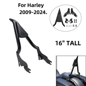 16''Passagier Rückenlehne Sissy Bar Schwarz Für Harley Touring & Road King 09-24 - Picture 1 of 16