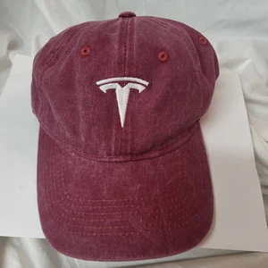 Tesla Soft Baseball Cap Strapback buckle Crimson Red - Picture 1 of 7