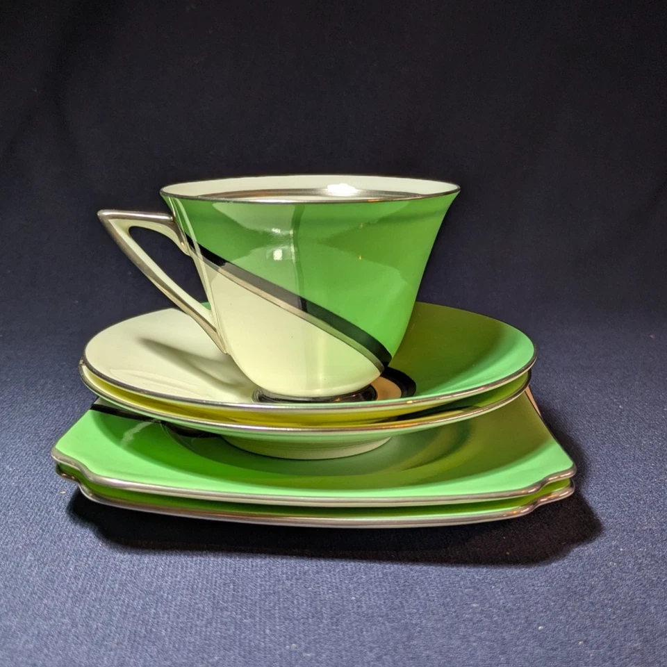 Royal Doulton De Luxe V1284 Art Deco Tea Cup 2x Saucer 2x Plate Rare 1934 - image 1 of 4