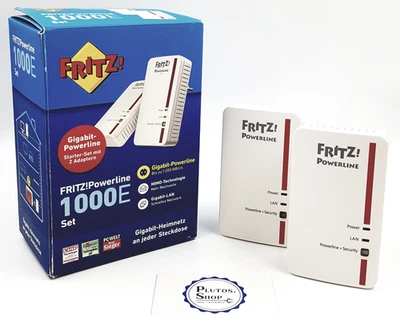 AVM FRITZ Powerline 1000e Set Gigabit Netzwerk LAN 1200Mbps Adapter Powerlan OVP