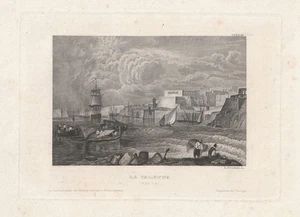 c1850 Valletta Malta Stadtansicht Vedute town view Stahlstich-Ansicht - Picture 1 of 1
