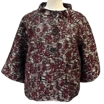 Analogy Burgundy Cape Blazer Jacket 3/4 Sleeves 3 buttons Women’s Size P Small - Image 1 of 4