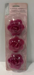 Floating Candles Raspberry Scented Potpourri 3 Pack Pink Rose Shape PACKAGE FLAW - Picture 1 of 18