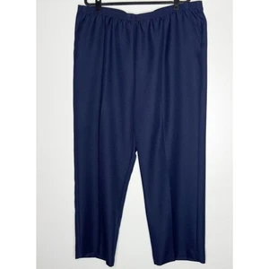 New Alfred Dunner Classic Comfort Waist Pull On Pants Navy Blue Women's Size 22W - Picture 1 of 7