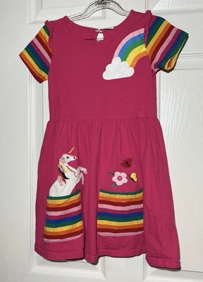 Girls Pink Unicorn Rainbow Dress Size 7-8 - Image 1 of 3